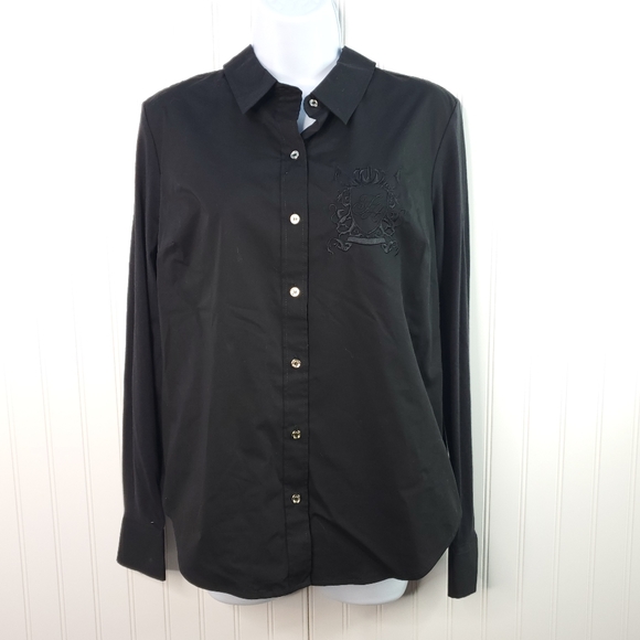 Tommy Hilfiger Black Embroidered Button Up Shirt - Picture 3 of 8